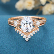 Oval Shaped Moissanite Wedding Bridal Ring Set